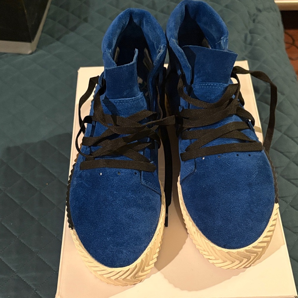 Adidas by Alexander Wang Blue Skate Mid-Top Athletic Shoes